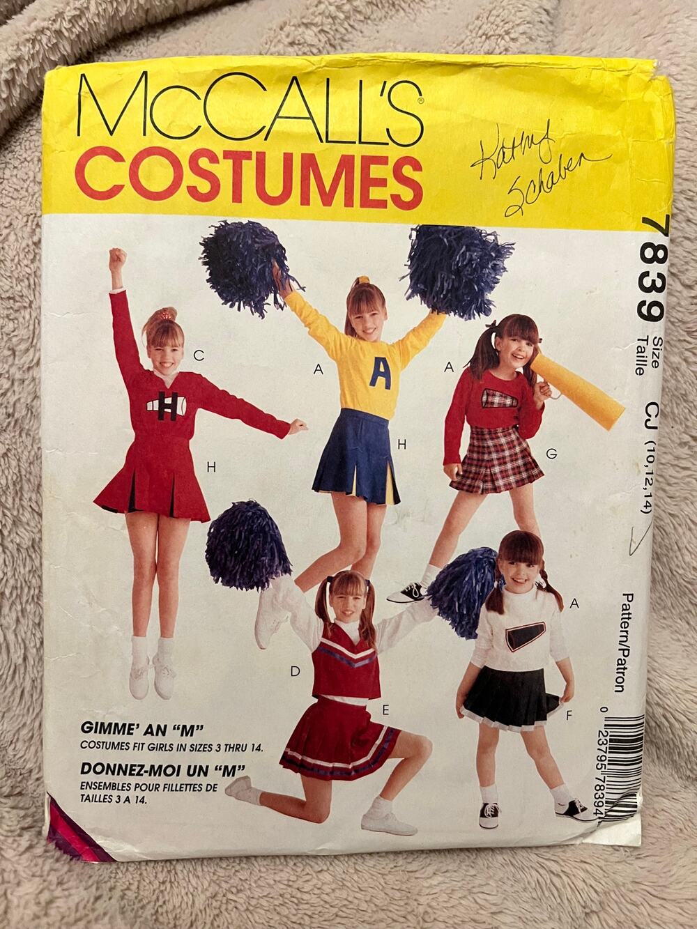 McCalls 7839 Sewing pattern girls cheerleader costume size 10 12 14